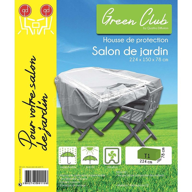 Housse de protection pour Salon de Jardin Haute qualité polyester L 224 x l 150 x h 78 cm couleur anthracite prix d’amis - -1