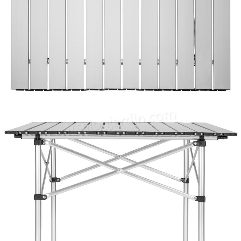 Table pliante de Camping 70 cm x 70 cm x 70 cm en Aluminium + Sac de transport prix d’amis - -2