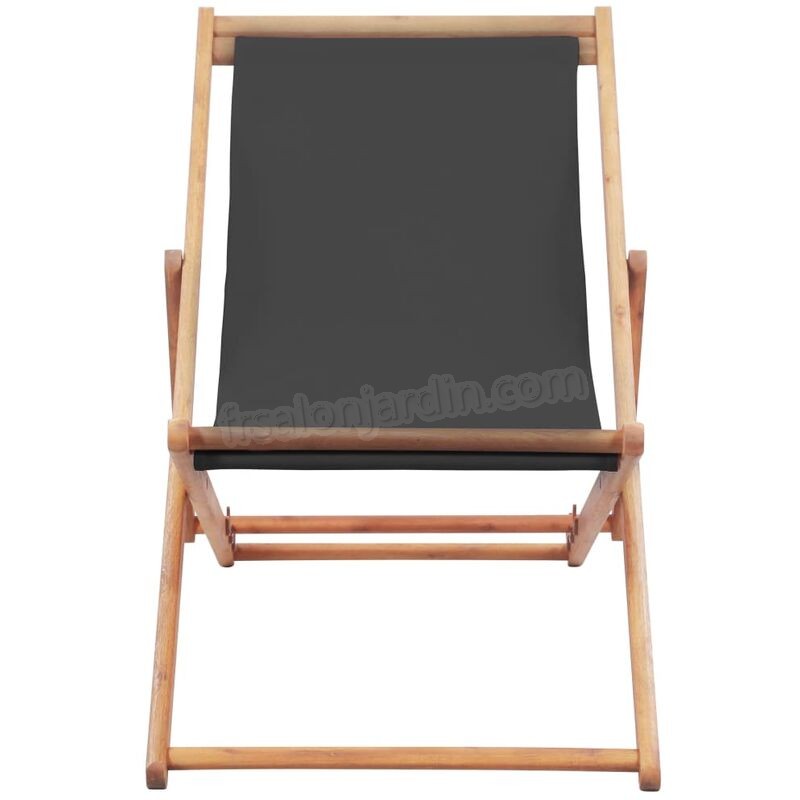 Chaise pliable de plage Tissu et cadre en bois Gris prix d’amis - -1