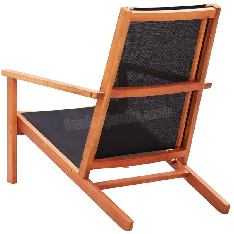 Chaise de jardin Noir Bois d'eucalyptus solide et textilène prix d’amis - -3