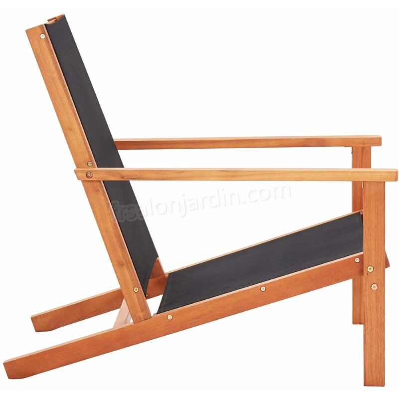 Chaise de jardin Noir Bois d'eucalyptus solide et textilène prix d’amis - -2