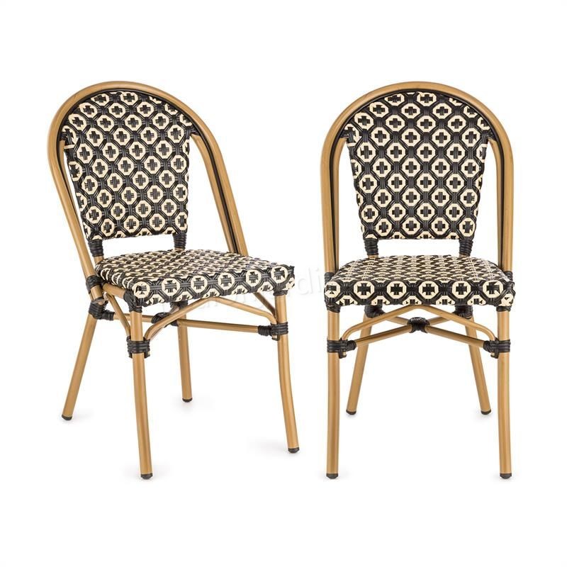 Blum Montbazin BL Set 2 chaises de jardin style bistrot alu + polyrotin noi prix d’amis - -0
