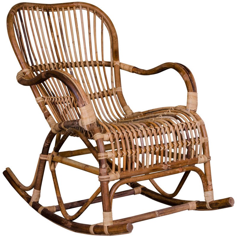 Rocking-Chair coloris naturel en rotin - Dim : 98 x 63 x 90 cm -PEGANE- prix d’amis - -0