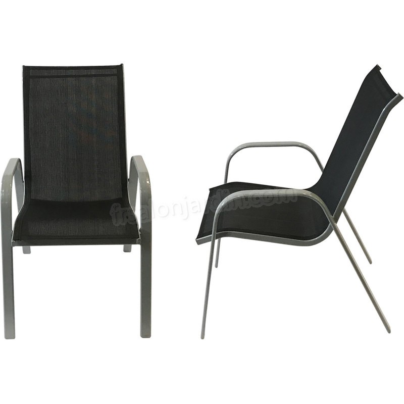 Lot de 8 chaises MARBELLA en textilène noir - aluminium gris prix d’amis - -2