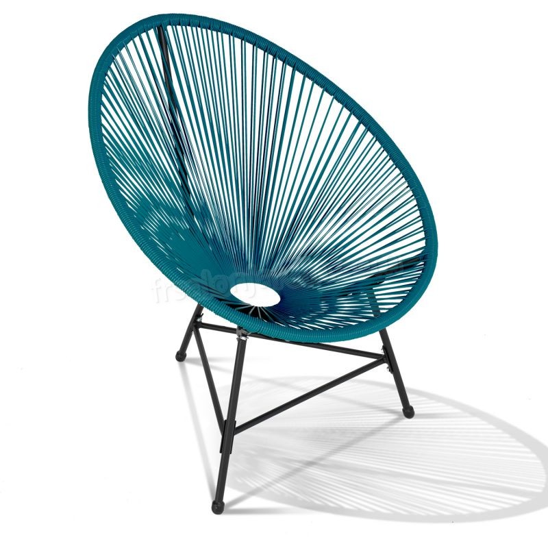 Lot de 2 fauteuils de jardin IZMIR bleu canard design oeuf cordage plastique prix d’amis - -3