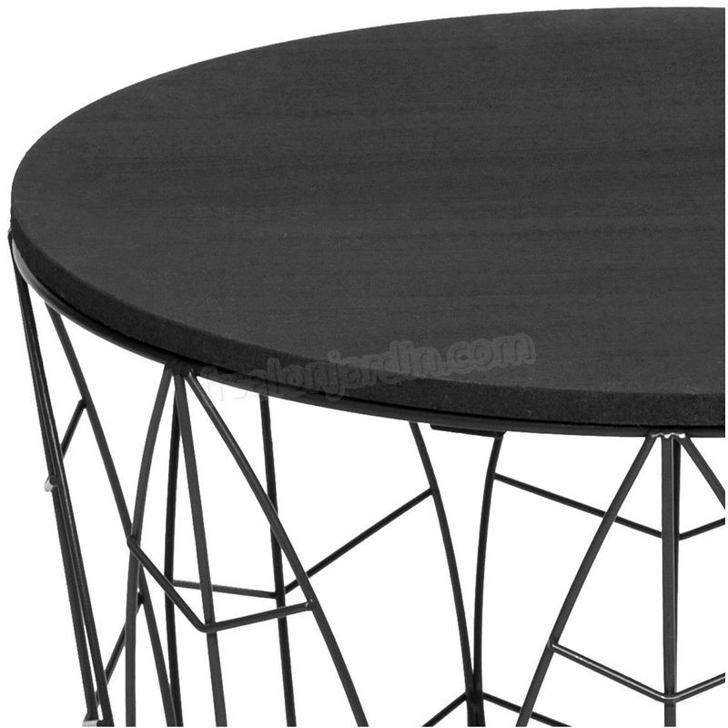 Atmosphera - Table à café en métal Noir et plateau en Bois H 41 cm prix d’amis - -1