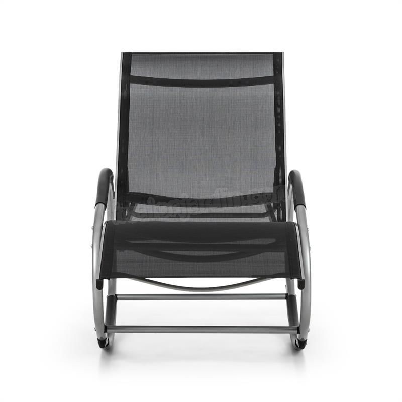 Blumfeldt Santorini Fauteuil à bascule chaise longue aluminium polyester -noir prix d’amis - -3