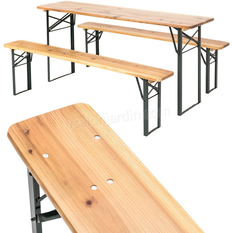 Table et bancs pliant en bois, Table de Jardin, Table de Réception, Table de Camping prix d’amis - -4