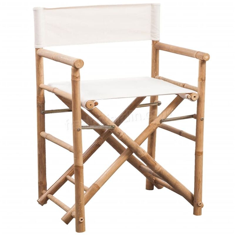 Chaise pliable 2 pcs Bambou et toile prix d’amis - -1