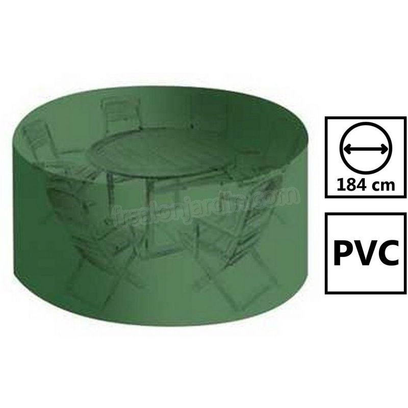 Housse salon de jardin PVC ronde diamètre 184 cm - hauteur 120 cm avec Oeillets - couleur verte - haute résistance prix d’amis - -1