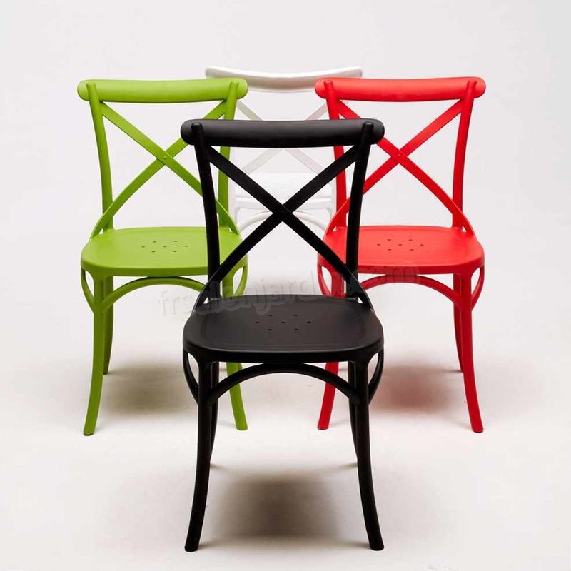 Chaise de cuisine restaurant en polypropylène VINTAGE Paysan Cross design prix d’amis - -4