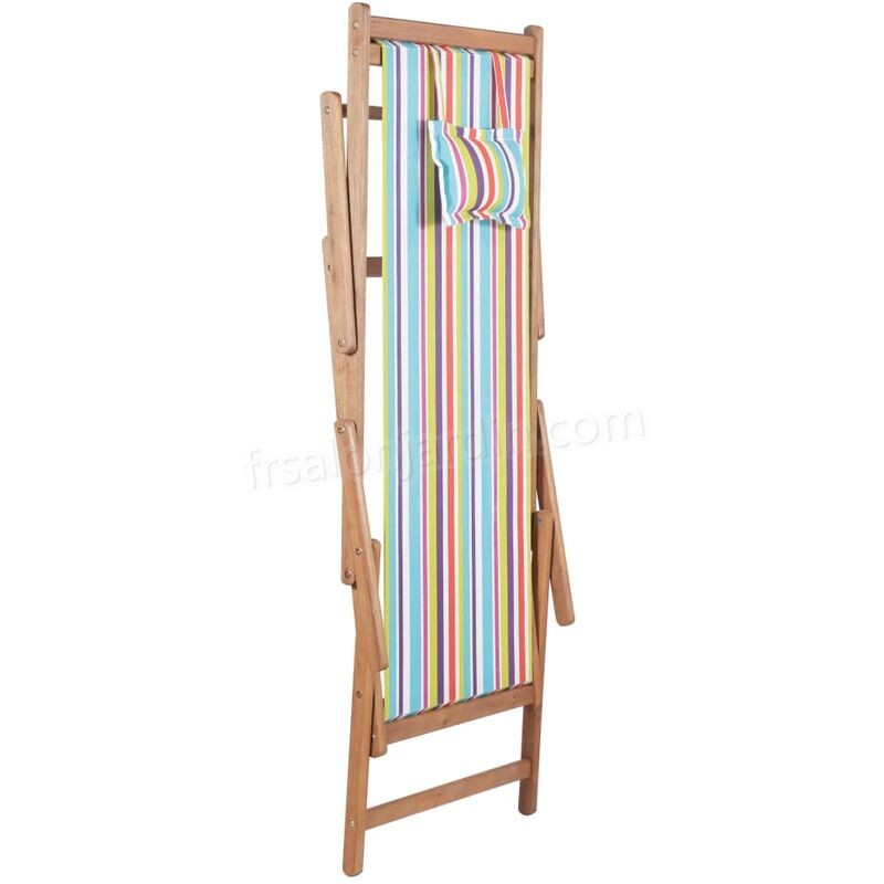 Chaise pliable de plage Tissu et cadre en bois Multicolore prix d’amis - -3