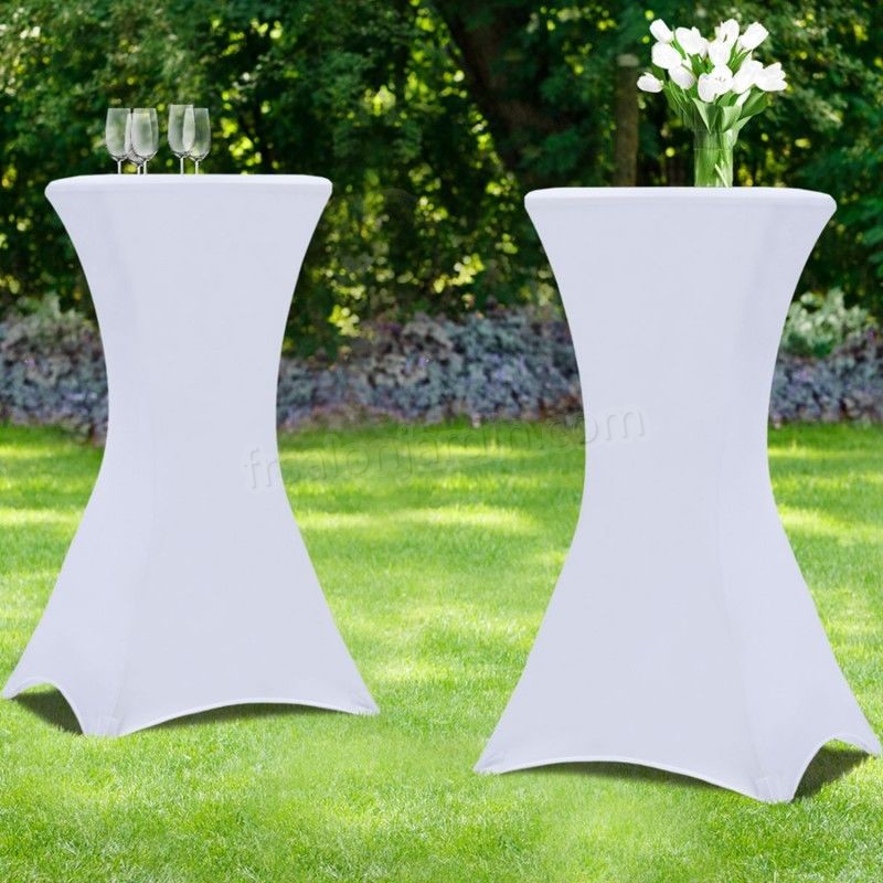 Housse blanche x2 pour table haute pliante 105 cm prix d’amis - Housse blanche x2 pour table haute pliante 105 cm prix d’amis