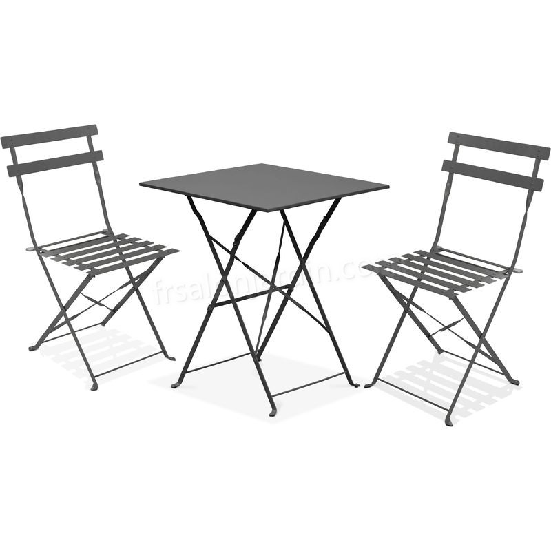 Table bistrot de jardin et 2 chaises pliantes Rome - Gris prix d’amis - Table bistrot de jardin et 2 chaises pliantes Rome - Gris prix d’amis