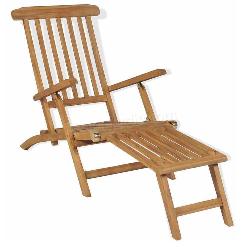 Chaise de terrasse avec repose-pied Bois de teck solide prix d’amis - Chaise de terrasse avec repose-pied Bois de teck solide prix d’amis