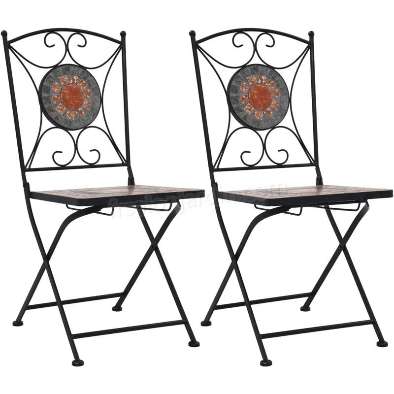 Chaises de bistrot mosaique 2 pcs Orange et gris prix d’amis - Chaises de bistrot mosaique 2 pcs Orange et gris prix d’amis