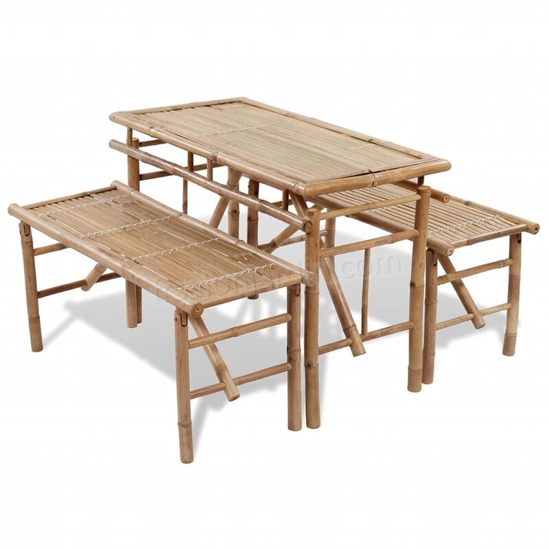 Table avec 2 bancs 100 cm Bambou prix d’amis - Table avec 2 bancs 100 cm Bambou prix d’amis