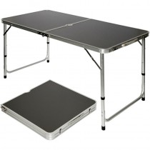 AMANKA Table de camping pique-nique pliable réglable en hauteur 120x60x70cm en aluminium pliant format mallette Gris Foncé prix d’amis