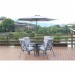 Salon de jardin avec 1 table ronde + 4 chaises + 1 parasol couleur gris prix d’amis - 1