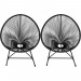 Lot de 2 fauteuils de jardin IZMIR noirs design oeuf avec cordage plastique prix d’amis - 4