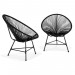 Lot de 2 fauteuils de jardin IZMIR noirs design oeuf avec cordage plastique prix d’amis - 1