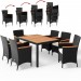 Deuba | Salon de jardin - Ensemble 6+1 • noir, polyrotin | 6 chaises empilables • table + accourdoirs en acacia • résistant aux intempéries | Mobilier prix d’amis - 0