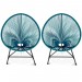 Lot de 2 fauteuils de jardin IZMIR bleu canard design oeuf cordage plastique prix d’amis - 4