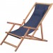 Chaise pliable de plage Transat de jardin Bain de soleil Tissu et cadre en bois Bleu prix d’amis - 0