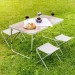 Table Pliante de Camping Valise 122 cm x 62 cm x 71 cm + 4 Tabourets en Aluminium Marron prix d’amis - 1