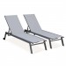 Lot de 2 bains de soleil ELSA en aluminium gris et textilène gris clair, transats multi positions avec roulettes prix d’amis - 0
