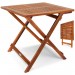 Table d'appoint pliable en bois d'acacia, table pour camping jardin 70x70x73cm prix d’amis - 1