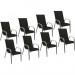Lot de 8 chaises MARBELLA en textilène noir - aluminium gris prix d’amis