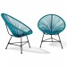 Lot de 2 fauteuils de jardin IZMIR bleu canard design oeuf cordage plastique prix d’amis - 1