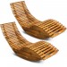 2x Chaise longue à bascule en bois d'acacia certifié FSC transat ergonomique prix d’amis - 0