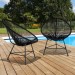 Lot de 2 fauteuils de jardin IZMIR noirs design oeuf avec cordage plastique prix d’amis