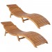 2x Chaises longues pliables en bois d'acacia avec appuie-tête réglable Bain de soleil jardin extérieur prix d’amis - 0